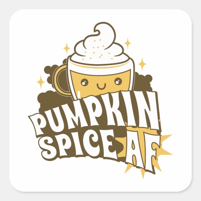 Cute Pumpkin Spice Latte Square Sticker (Front)