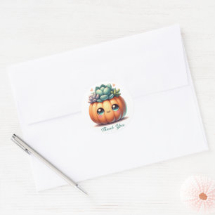 Cute Pumpkin Succulent Planter Classic Round Sticker