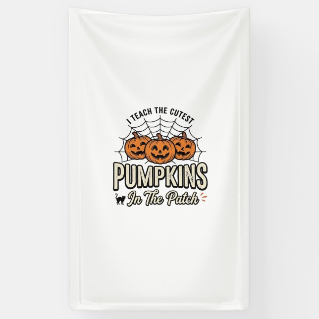 Cute Pumpkin Teacher Halloween Design_1 Banner (Vertical)