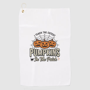 Cute Pumpkin Teacher Halloween Design_1 Golf Towel