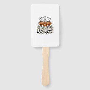 Cute Pumpkin Teacher Halloween Design_1 Hand Fan