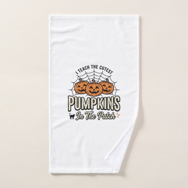 Cute Pumpkin Teacher Halloween Design_1 Hand Towel (Hand Towel)