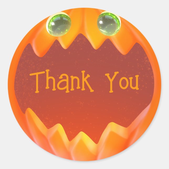 Cute Pumpkin Thank You Sticker Halloween Party (Front)