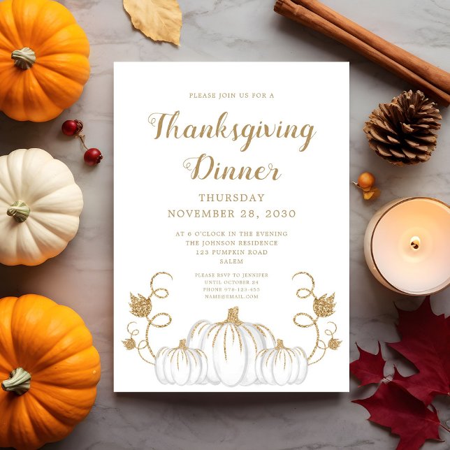 Cute Pumpkin Thanksgiving Dinner Party  Invitation (Cute Pumpkin Thanksgiving Dinner Party Invitation)