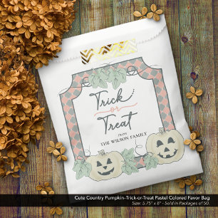 Cute Pumpkin–Trick-or-Treat Pastel Coloured Name Favour Bags