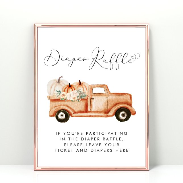 Cute Pumpkin Truck Diaper Raffle Baby Shower Poster (Creator Uploaded)