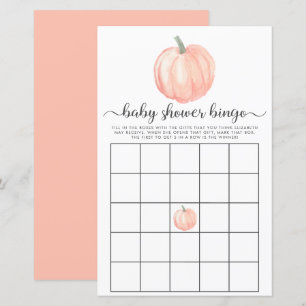 Cute Pumpkin Watercolor Baby Shower Bingo Game