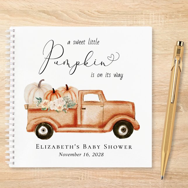 Cute Pumpkin Watercolor Baby Shower Guest Book (Creator Uploaded)