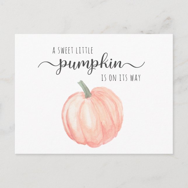Cute Pumpkin Watercolor Baby Shower Invitation Postcard (Front)