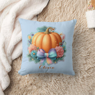 Cute Pumpkin with Flowers Personalized T-Shirt Cushion