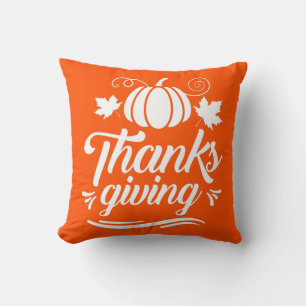 Cute Pumpkin with Text Thanksgiving Typography  Cushion