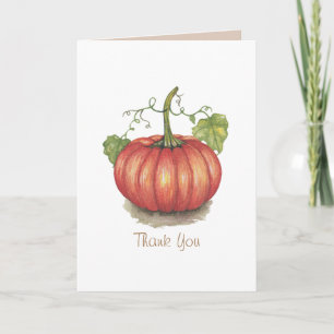 Cute Pumpkin With Vines In Watercolor Card