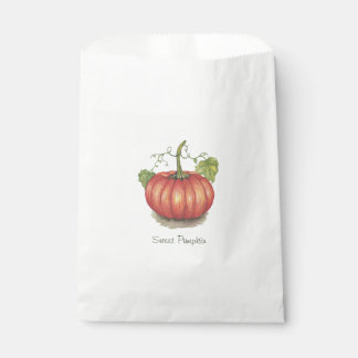 Cute Pumpkin With Vines In Watercolor Favour Bags