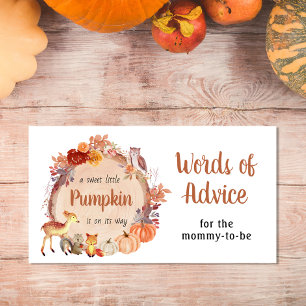 Cute Pumpkin Woodland Word Of Advice Baby Shower Enclosure Card