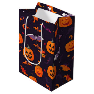 Cute Pumpkins And Bats Medium Gift Bag