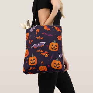 Cute Pumpkins And Bats Tote Bag
