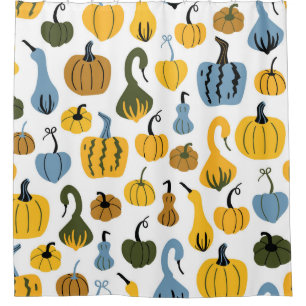 Cute Pumpkins Cartoon Hand Drawn Shower Curtain