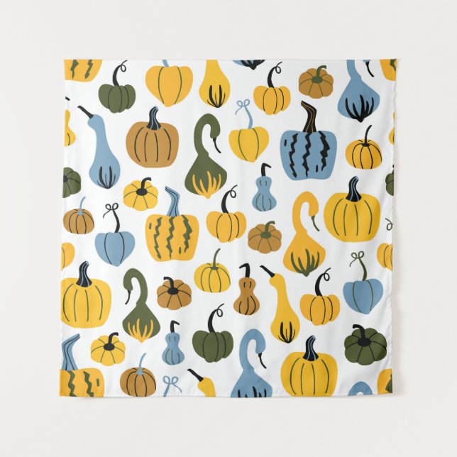Cute Pumpkins Cartoon Hand Drawn Tapestry (Front)