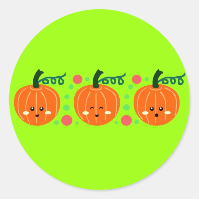 Cute Pumpkins Classic Round Sticker (Front)