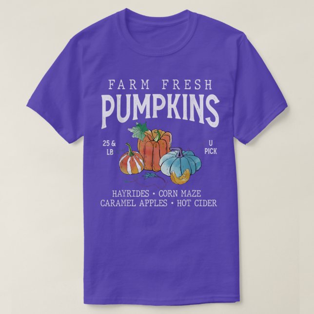 Cute Pumpkins Fall Vibes Autumn Farm Thanksgiving  T-Shirt (Design Front)