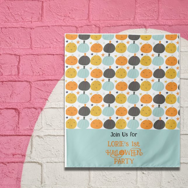 Cute Pumpkins Halloween Party Custom Banner Tapestry (Creator Uploaded)