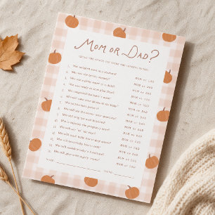 Cute Pumpkins Mum or Dad Baby Shower Game 