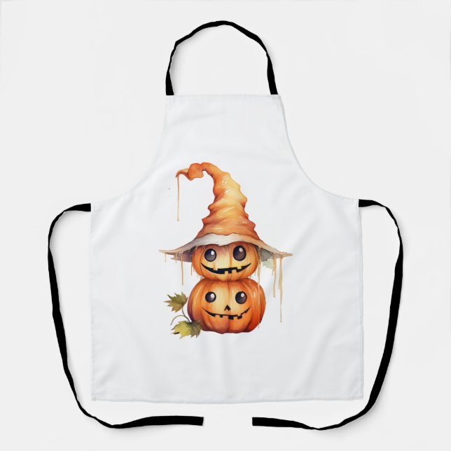 Cute Pumpkins Sticker Apron (Front)