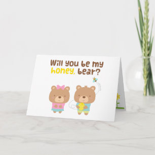 Cute Pun Love Confession Be My Honey Bear Holiday Card