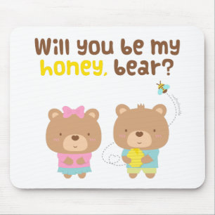 Cute Pun Love Confession Be My Honey Bear Mouse Mat