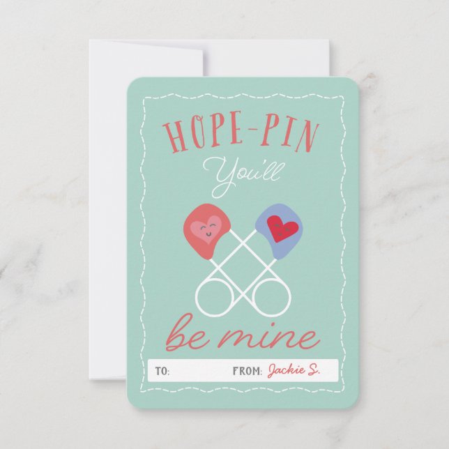Cute pun Safety pin Be Mine Classroom Valentine Invitation (Front)