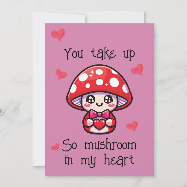 Cute Pun Valentine’s Day Card – Mushroom (Front)