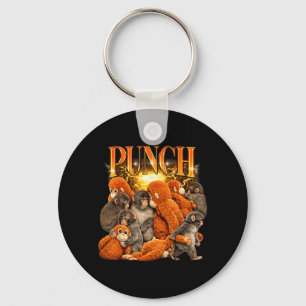 Cute Punch The Monkey Cuddling Stuffed Animal Key Ring