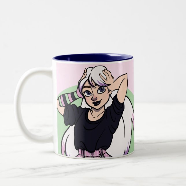 Cute Punk Anime Teen Girl Name Two-Tone Coffee Mug (Left)