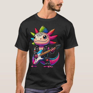 Cute Punk Axolotl Rock'N Roll Goth Kawaii Guitar B T-Shirt