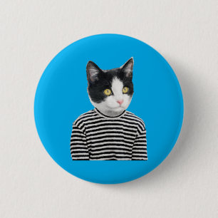 Cute Punk Black And White Cat 6 Cm Round Badge