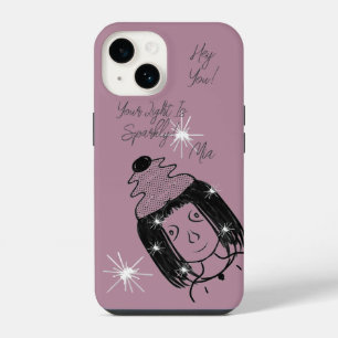 Cute Punk Cartoon Girl Sparkly Light Teen Kids iPhone 14 Case
