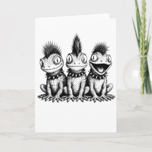 Cute Punk Frog Shirt Spiky Frog Trio Tee, Gothic Card