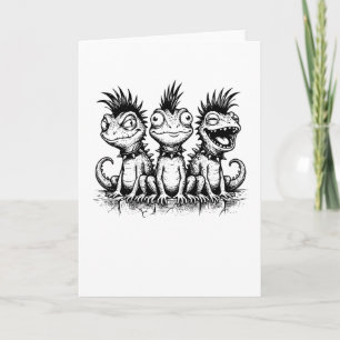 Cute Punk Frog Shirt Spiky Frog Trio Tee, Gothic Card