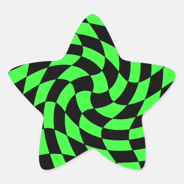 Cute punk neon green and black star star sticker (Front)