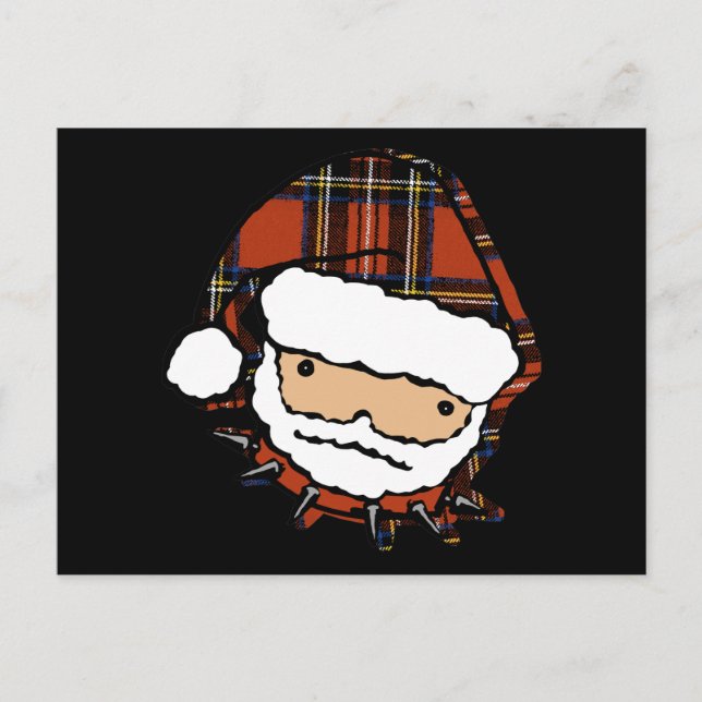 Cute Punk Plaid Santa Holiday Postcard (Front)