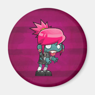 Cute Punk Rock Zombie Girl Illustration Magnet