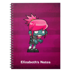 Cute Punk Rock Zombie Girl Illustration Notebook