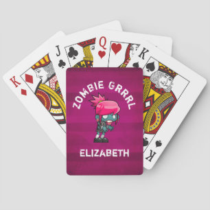 Cute Punk Rock Zombie Grrrl Personalised Playing Cards