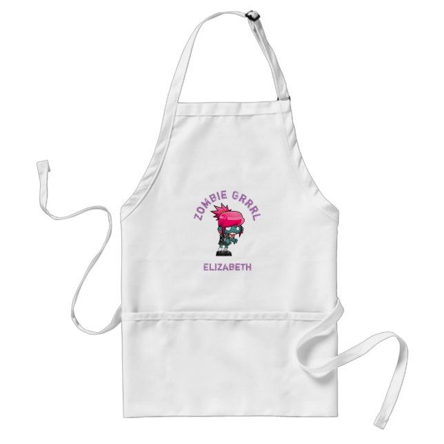 Cute Punk Rock Zombie Grrrl Personalised Standard Apron (Front)
