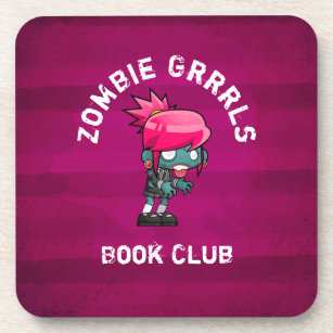 Cute Punk Rock Zombie Grrrls Book Club Coaster