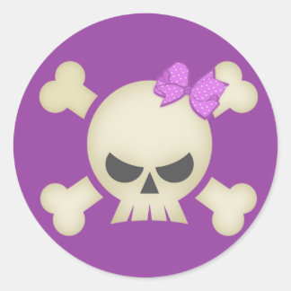 Cute Punk Skull and Bow (purple) Sticker