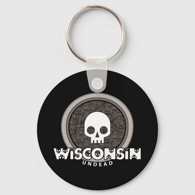 Cute Punk Skull Wisconsin Keychain Dark (Front)