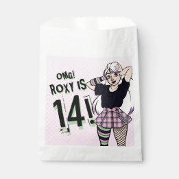 Cute Punk Teen Girl Name Pink 14th Birthday Favour Bags