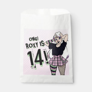 Cute Punk Teen Girl Name Pink 14th Birthday Favour Bags