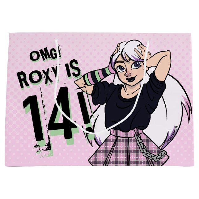 Cute Punk Teen Girl Name Pink 14th Birthday Large Gift Bag (Front)